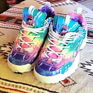 Rainbow Tie-Dye Fila Size 8